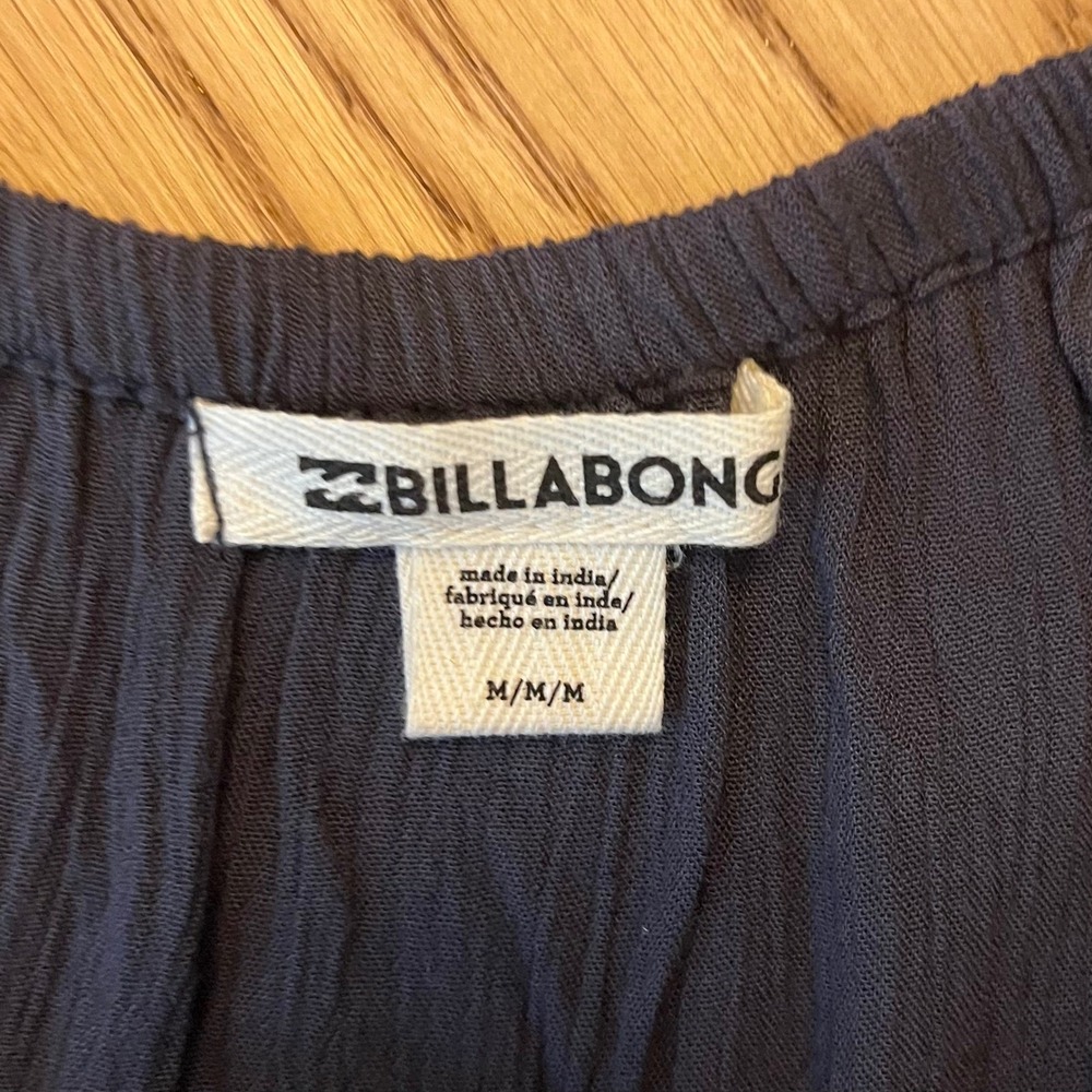 Billabong Womens Navy Blue Floral Off The Shoulder Bell Sleeve Boho Top Size M - Picture 4 of 11
